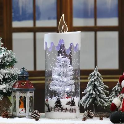 China Christmast Ornament Nativity Christmas Led Water Navidad Lantern Light Christmas Candle Winter Pillar Lights Christmas Music Lanterns for sale