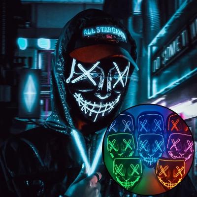 China Halloween Plastic Glowing Mask Masquerade Party Neon Led Light Masks Grow In Dark Horror Mask Glowing Masker for sale