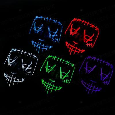 China Horror Ghost Decoration Led Mask Halloween Party Mask Masquerade Masks Glowing Neon Lamp Horror Mask for sale