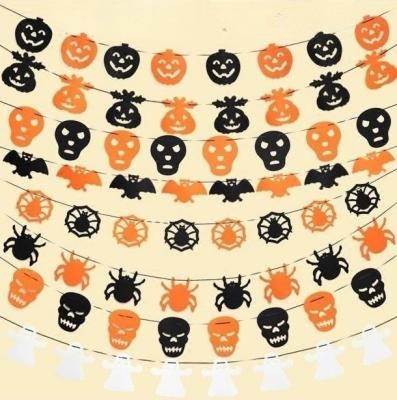 China 3M Halloween Banner Ghost Festival Decoration Props Ghost Spider Pulling Flag Stripe Pumpkin Lace Party Paper Decoration for sale