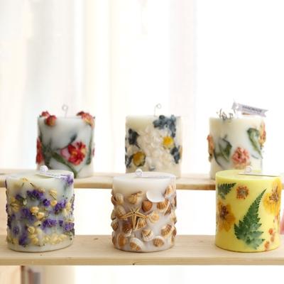 China Weddings Flowers DIY Handmade Dry Wedding Scented Candles New Year Gift Ornaments Romantic Aromatherapy Candles for sale