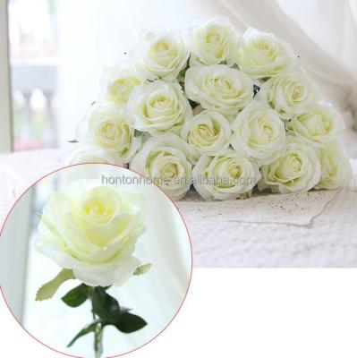 China Plastic and Silk Water Drop Rose Silk Craft Flowers Artificial Flowers for Wedding Home Decoration 8 Color Cheap Sale HR019 for sale