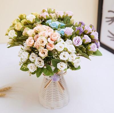 China Home Decoration Artificial Flowers Rose Bouquet Wedding Decorations Silk Flower for sale