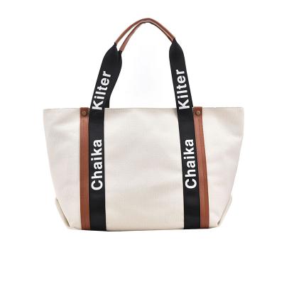 China Other 2022 New Arrival Organza Tote Bag Canvas Tote Bag Handle Leather Ladies Shoulder Handbag for sale