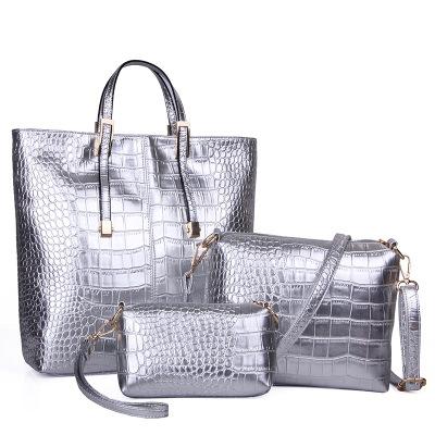 China Fashionable Women's Stylish 3 Piece Bag Set Bbdi Alligator Pattern Lash Package Pu Leather Shoulder Tote Purse Bag for sale