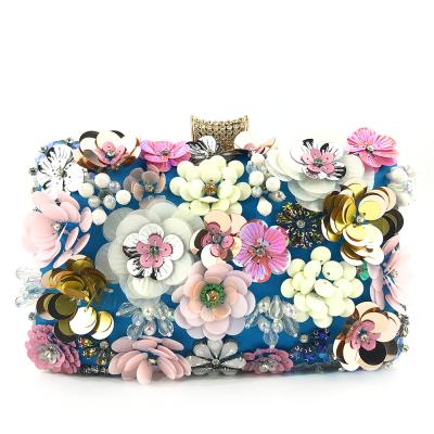 China New Arrival Trendy Fashion Sequin Handmade Flower Beaded Elegant Wedding Party Evening Clutch Bags Ladies Dinner Clutch Bag for sale