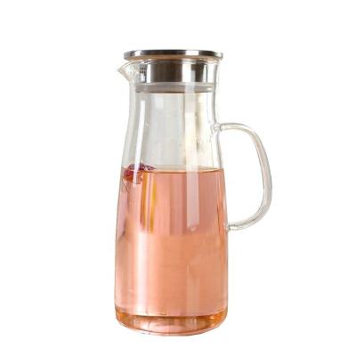 China Wholesale 50oz Borosilicate Cold Water Coffee Handmade High Quality Heat Resistant Clear Viable Carafe Glass Pitcher for sale