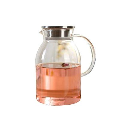 China Wholesale Viable Explosion Proof Heat Resistant Coffee Water Kettle Beverage Borosilicate Glass Handblown Pitcher Jug for sale