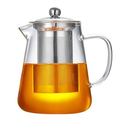 China Viable Wholesale Thickened Transparent Handmade High Borosilicate Glass Teapot With Removable Infuser Loose Leaf Teapot for sale