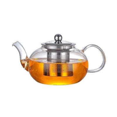 China 800ml/1000ml Sustainable Thickened Borosilicate Glass Hand-Blown High Quality Teapot With Transparent Infuser Teapot for sale