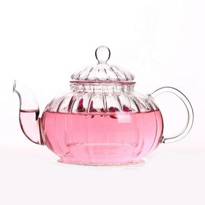 China Wholesale Sustainable Hand Blown Borosilicate Loose Leaf Clear Heat Resistant Glass Teapot for sale