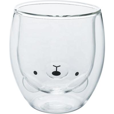 China Modern Hot Clear Cute Bear Borosilicate Coffee Mug Double Wall Cartoon Amazon Selling Juice Milk Mug Glass Cup for sale