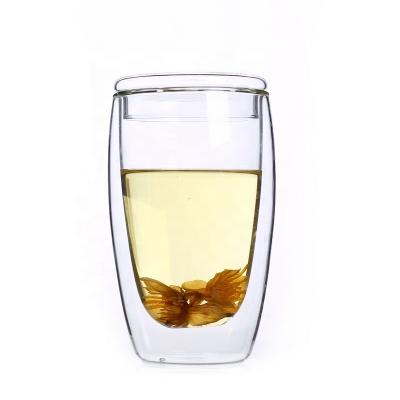 China High Wall Modern Handmade Double Borosilicate Coffee Juice Tea Glass Cup With Heat Resistant Lid for sale