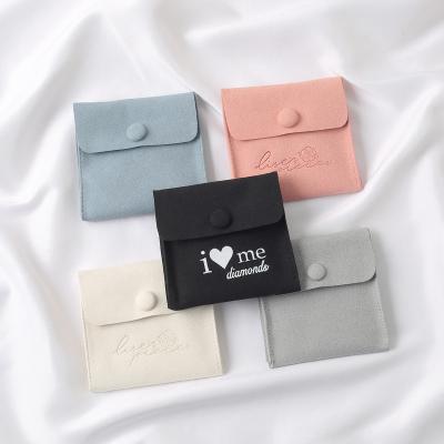 China Custom Handmade Small Pink Velvet Microfiber Travel White Portable Jewelry Packaging Pouch With Logo for sale