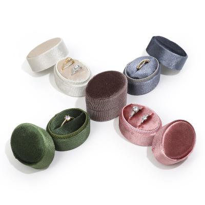 China High-end jewelry double plant storage box pilou ring box recyclable mini oval single ring box for sale