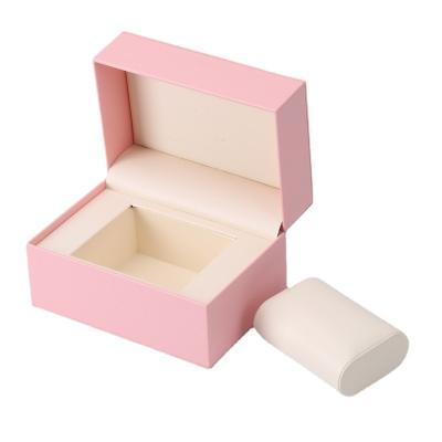 China Recyclable Wholesale Custom Luxurious Double Ring Necklace Case Pink Pillow Storage Jewelry Packing Box for sale