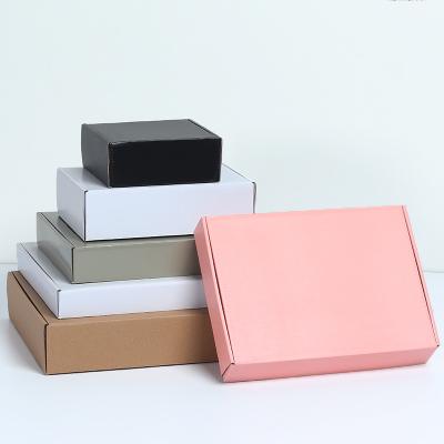 China Factory Mailing Custom Stain Recyclable Tough Corrugated White Paper Clothing Box Brown Black Express Color Box Rectangular Boxes for sale