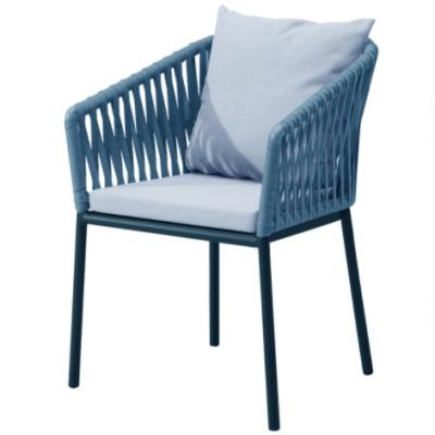 China (Height)Adjustable Outdoor Restaurant Chairs Aluminum Frame Blue Rope Restaurant Dining Chair for sale