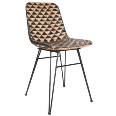 China Adjustable (Height) Black Metal Outdoor Metal Legs PE Wicker Wicker Rattan Dining Chair for sale