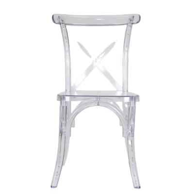 China Adjustable Wholesale Transparent Resin Furniture Acrylic Stackable Cross Back Chair (The Other) for sale