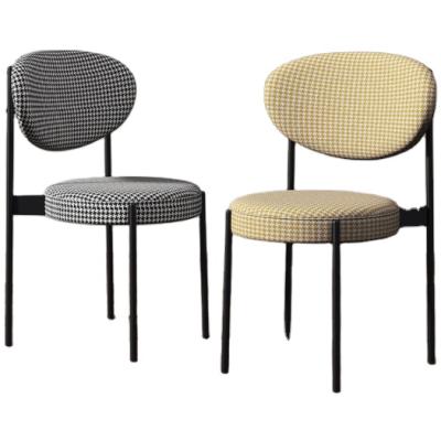 China (Size) Foshan Factory Black Adjustable Metal Legs Fabric Upholstered Dining Chair for sale