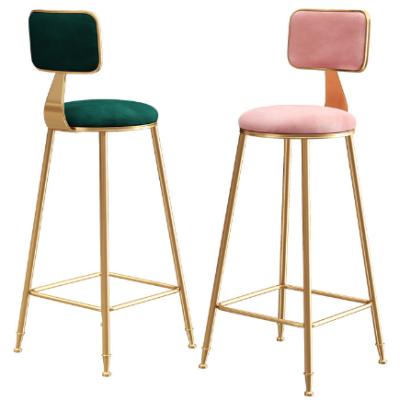 China Modern Wholesale Velvet Rose Gold Frame Metal Bar Stool High for sale