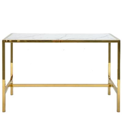 China Modern Wholesale Modern White Marble Top Rectangle Stainless Steel Golden Cocktail Table for sale