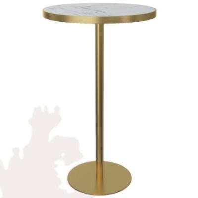 China Gold Stainless Steel Base Round Bar White Marble Top Table (Height)Adjustable Commercial Furniture for sale