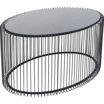 China (Size) Modern Design Adjustable Metal Wire Glass Top Black Oval Coffee Table for sale