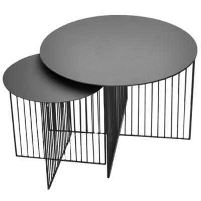 China Wholesale Adjustable Commercial Antique Furniture Design Black Metal Round Coffee Table Set (Height) for sale