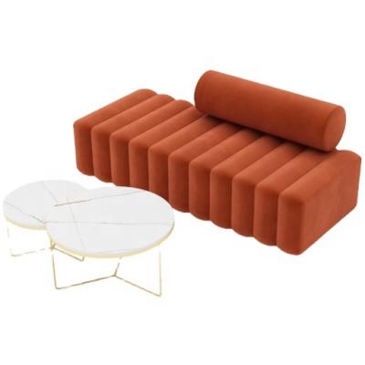 China Other Hot Sale Velvet Sofa Design Dusty Orange Channel Living Room Sofa for sale