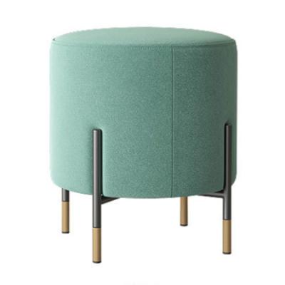 China Modern Contemporary Styling Velvet Round Pouf Stool Metal Base Green Stool for sale