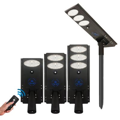 China ROAD 56W 112W 168W Outdoor Garden Road Black All In One Solar LED Light For Street for sale