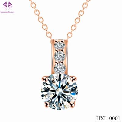 China Fashion gold silver plated clear zircon pendant necklace for sale