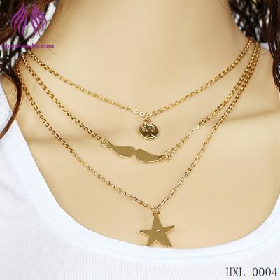 China Fashion Simple multilayer chain star angel wings necklace necklace trees necklace for sale