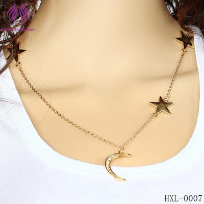 China Contracted fashion rhinestone star moon long necklace for sale