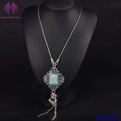 China New Hot Fashion Vintage Chain Turquoise Stone Beads Necklace for women best gift Pendant Necklaces Party Jewelry ho for sale