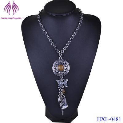 China Fashion Jewelry Bohemia Ethnic Style Long Tassel Pendant Chain Necklace For Women for sale