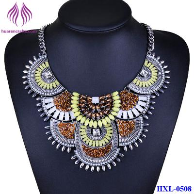 China Bohemian Tribal Colorful Choker Statement Chunky Collar Beads Necklace Pendant for sale