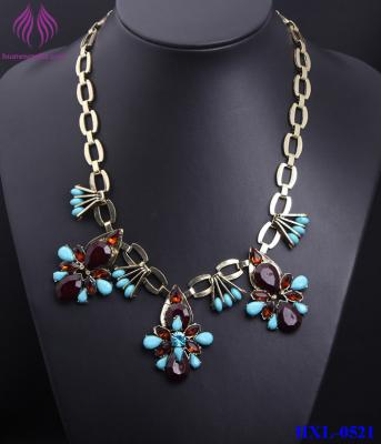 China Fashion Ruby Gemstone Gold Geometric Chain Necklace for sale