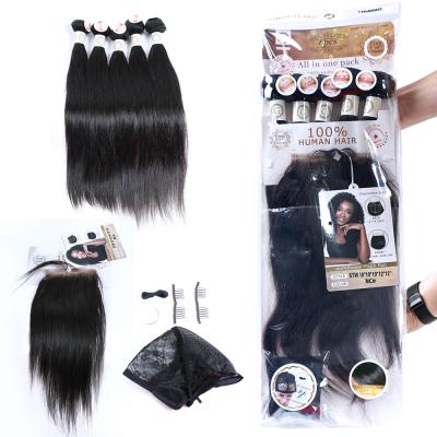 China Guaranteed Body Wave Hair Bundle With Closure 5 Hair Bundles And One Closure For Full Head Straight Brazilian Hair Good Price And Price for sale