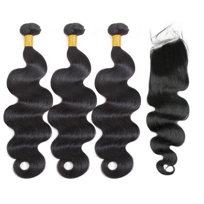 China Wholesale Virgin Tangle Free Cuticle Aligned Human Hair 10-28 Inch 8A Body Wave Raw Brazilian Hair Bundles Extension Vendors for sale