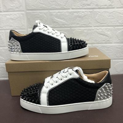 China Wholesale Brand Mens Red Low Cut Low Top Shoes Waterproof With Spikes Designer Genuine Leather Luxury Sneakers For Women for sale