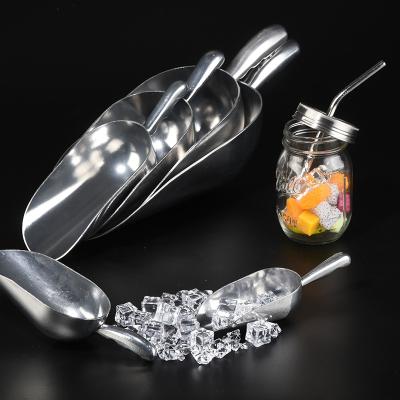 China Bar Viable Ice Scoop Portable Aluminum Material Thick Flour Candy Ice Cube Shovel For Kitchen for sale