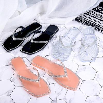 China CUSHIONING New Sale Ladies Slippers Women Outdoor Indoor Comfortable Breathable Jelly Crystal Flip Flops Hot Summer Non-slip for sale