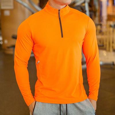 China QUICK DRY QUICK DRY Fitness T-shirt Men's Long Sleeve Compression Shirts Gym T-shirt Running Sports T-shirt Zipper Shirt Men Rashgard for sale