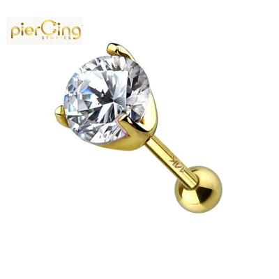 China Bodi Pier Jewelery With CZ CLASSIC piercing stones of stories 14K solid gold piercing jewelry nose stud earring for sale