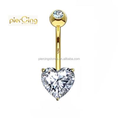 China CLASSIC Piercing Lower Belly Button Ring Externally Bell Button Rings Bodi Pierc Jewelri Heart CZ Stone Belly Button Rings for sale