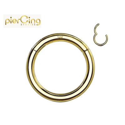 China CLASSIC 14K 18K Solid Gold Nose Stud Daith Piercing Hinged Segment Ring Earring Clicker Piercing Jewelry for sale