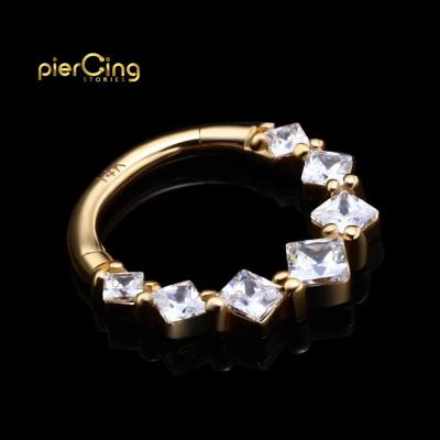 China CLASSIC 14K Yellow Gold Body Jewelry Nose Ring Solid 18K Hinged Clicker Hinged Tragus Segment Piercing Ring for sale